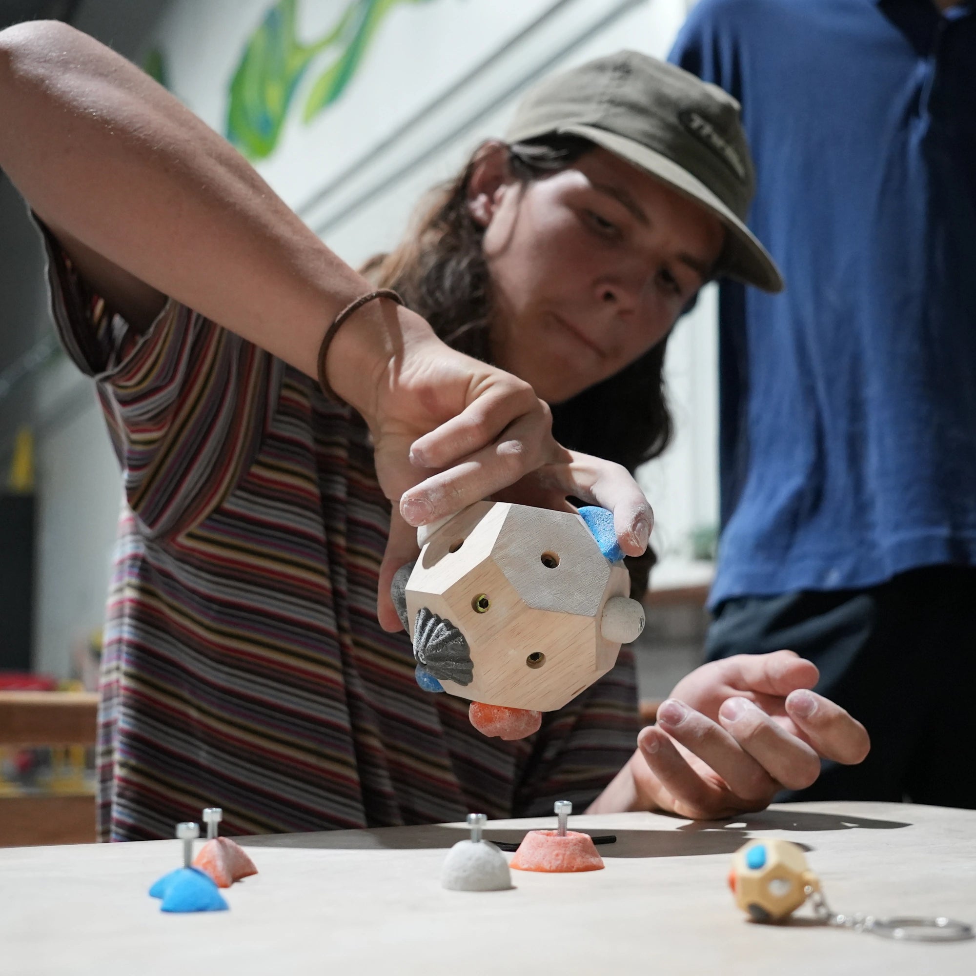The Boulder Block — handcrafted wooden climbing trainer